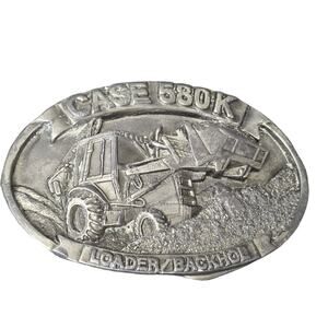 Case 580K Loader / Backhoe Pewter Metal 1987 Limited Edition J I Belt Buckle